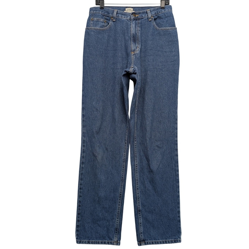 LL Bean Jeans Womens 12 M/T Blue Original Fit Relaxed Straight Leg‎ Tall